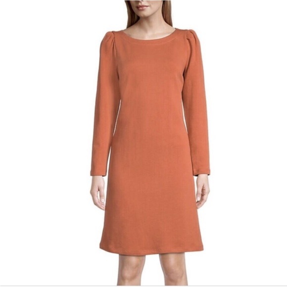 LOFT Dresses & Skirts - ANN TAYLOR LOFT PUFF SLEEVE SWEATSHIRT Cotton DRESS Auburn Size 6